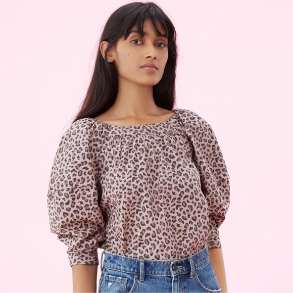 La Vie Rebecca Taylor Ocelot poplin top Size Small - Picture 12 of 17